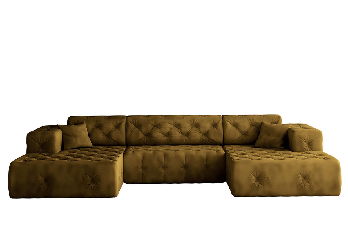 ECKSOFA LUX U-Form, Gesteppt, Stoff Whisper, Golden - Goldfarben, Holz/Textil (350/171cm) - Kaiser Möbel