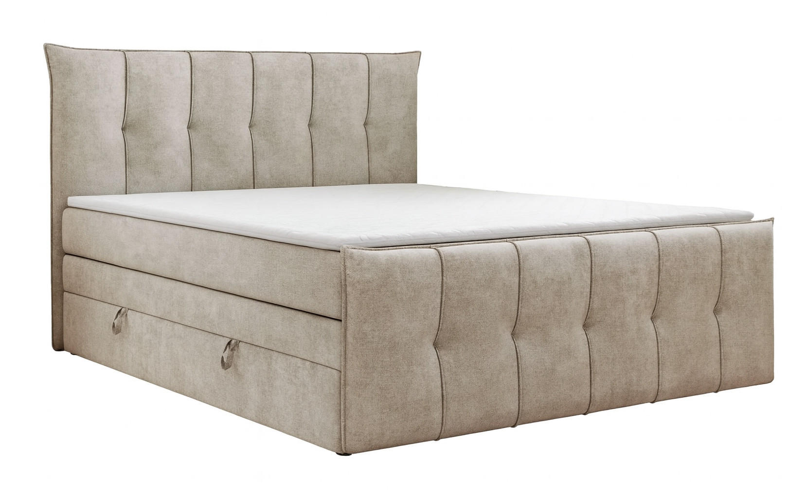 BOXSPRINGBETT SUPREME mit Topper und Bettkasten, Beige, 200x200 cm - Beige, Textil (200/200cm) - KS Home Concept
