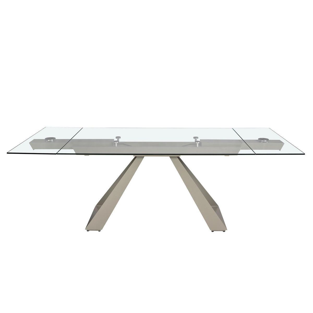 ESSTISCH Rechteckiger ausziehbarer Esstisch aus gehärtetem Glas und taupefarbenem Stahl 160/100/76 cm - Transparent/Goldfarben, Glas (100/160/76cm) - ANGEL CERDA
