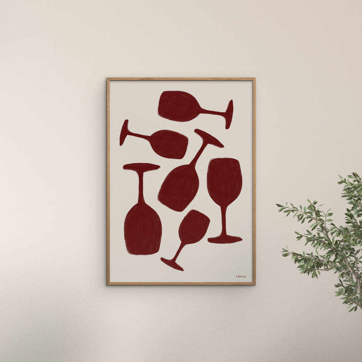 POSTER Tara Royle - Abstract Wine Glasses - Rot, Papier (70/100/0.1cm) - Poster&Frame