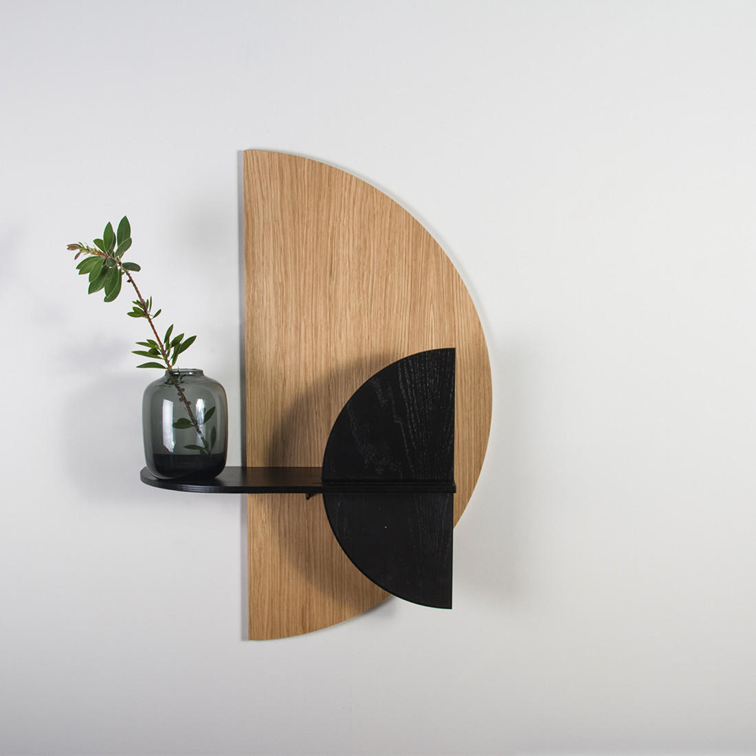REGAL Alba Halbkreis - Eichefarben/Schwarz, Holz (60/72/17cm) - Woodendot