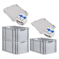 EUROBOX 3x Nextgen Economy Mit Scharnierdeckel Grau/BlauGriffe Offen 65 Liter - Blau, Kunststoff (40/32/60cm) - PROREGAL