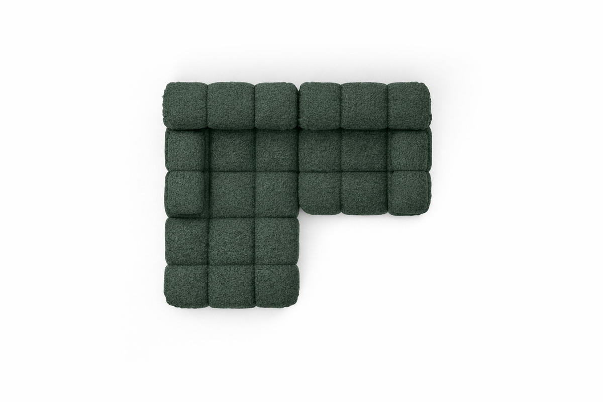 ECKSOFA L-form Mini Modular, Bouclé-Stoff Abriamo, Dunkelgrün, Links, Selia - Dunkelgrün, Holz (190/160cm) - Kaiser Möbel