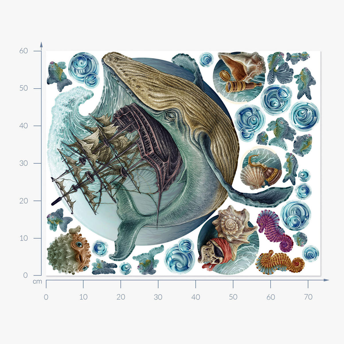 WANDAUFKLEBER 60x73cm - Märchenwelt - Multicolor, Kunststoff (60/73/0.1cm) - Wallfluent