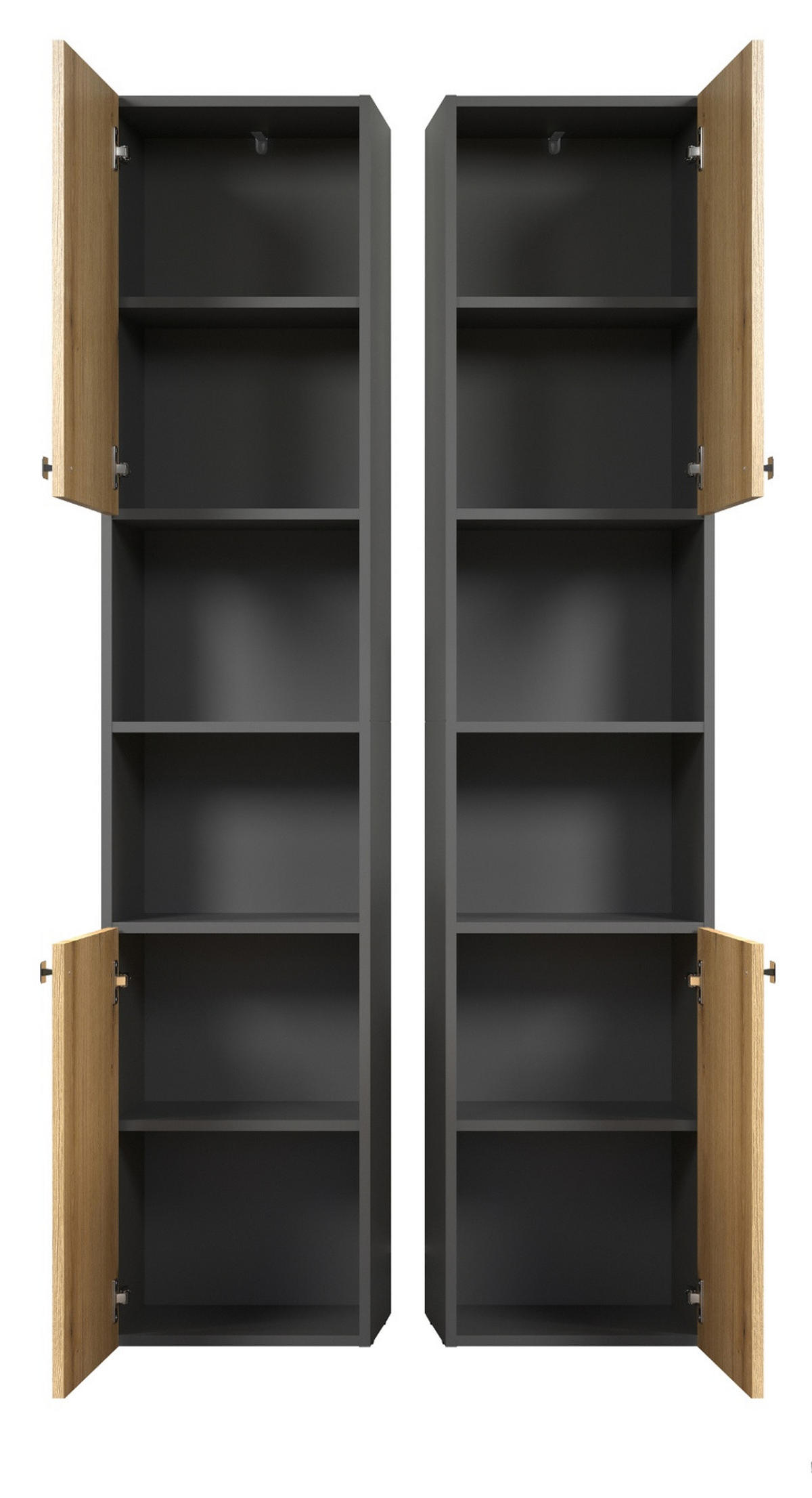 BADMÖBEL-SET Evoke Eiche, grau 180 x 186 cm 4-teilig, Badkombination in modernem Design - Eichefarben/Anthrazit, Holzwerkstoff/Metall (31/95/40cm) - Top.Furn