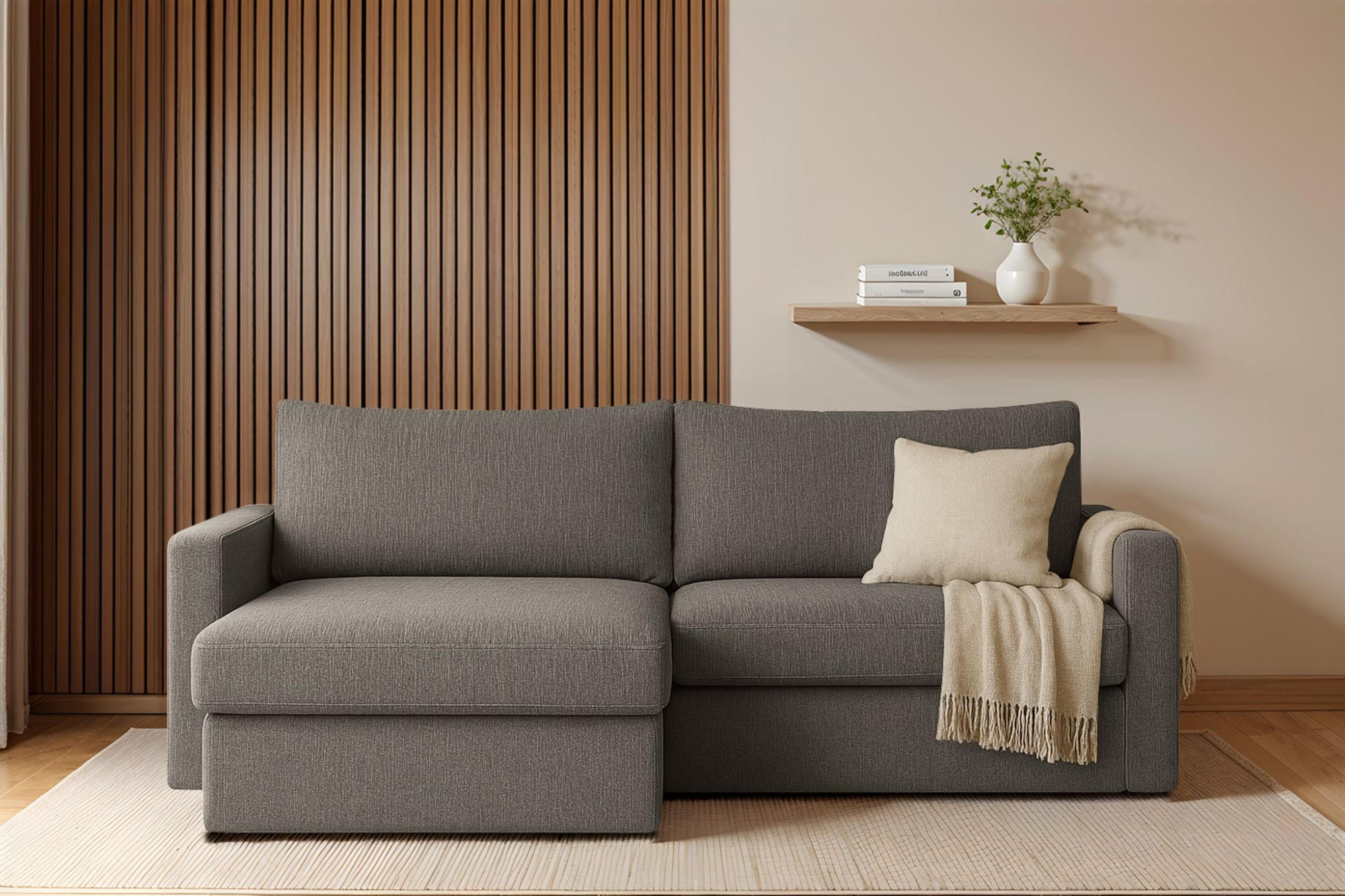 ECKSOFA Bendik In Faro - Grau, Holzwerkstoff/Textil (224/140cm) - Fun Möbel