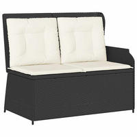 GARTENBANK Verstellbar mit Kissen Schwarz Poly Rattan - Schwarz, Kunststoff (95/95/110cm)
