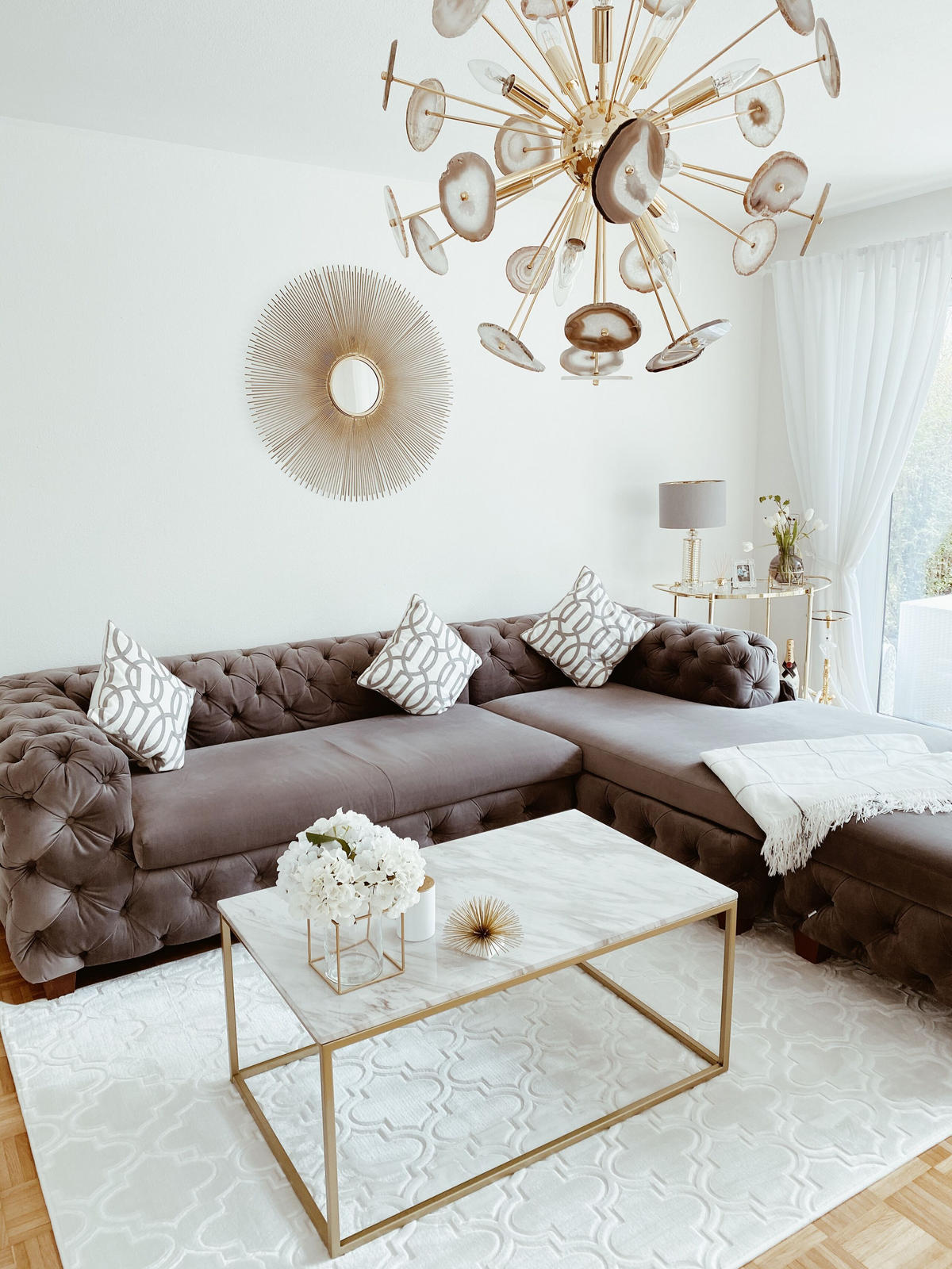COUCHTISCH Marmor Optik beige/gold rechteckig 60/100 cm Delano - Beige/Goldfarben, Holzwerkstoff (100/60/45cm) - Beliani