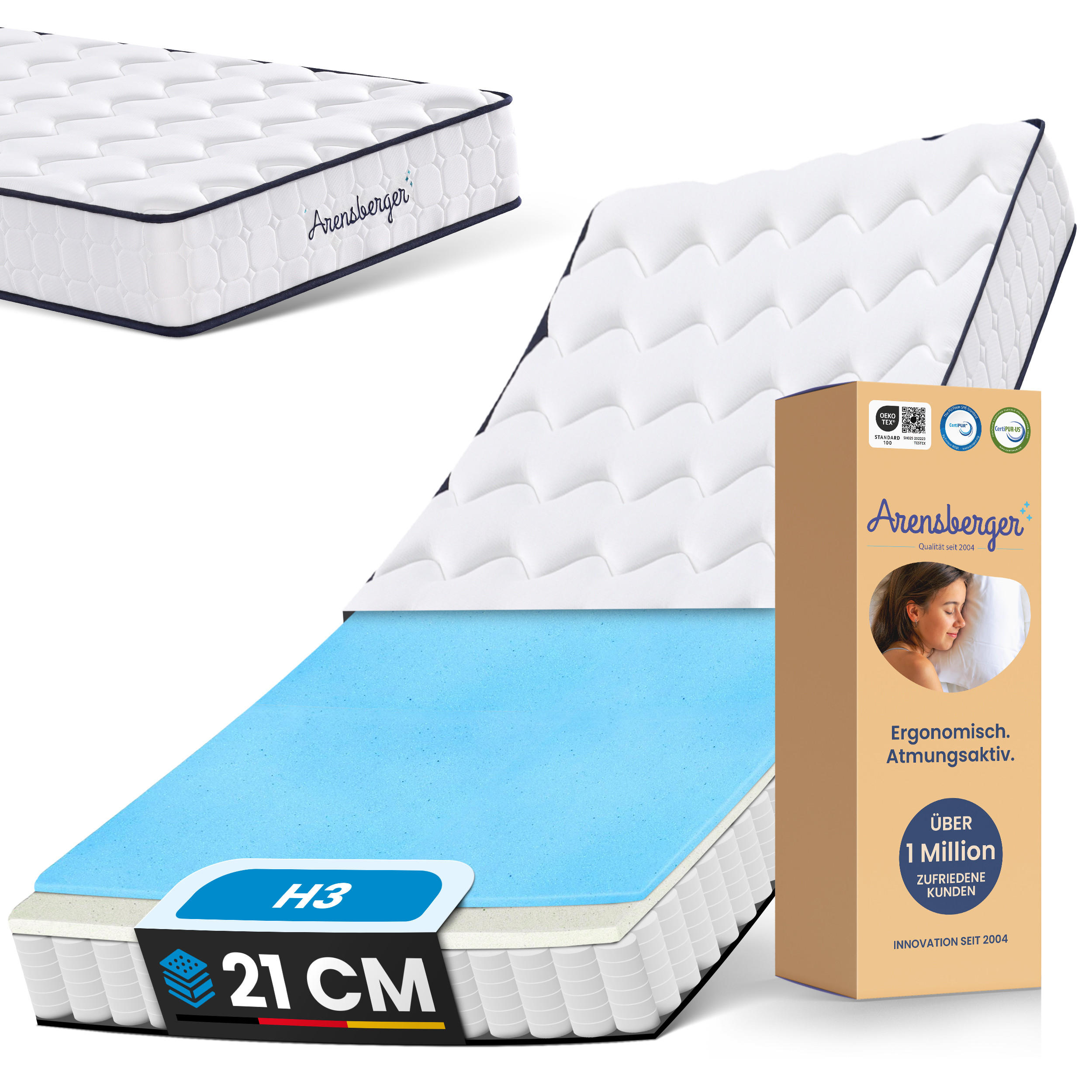 TASCHENFEDERKERNMATRATZE Lena, 140x200cm - Weiß, Textil (140/200cm) - Arensberger