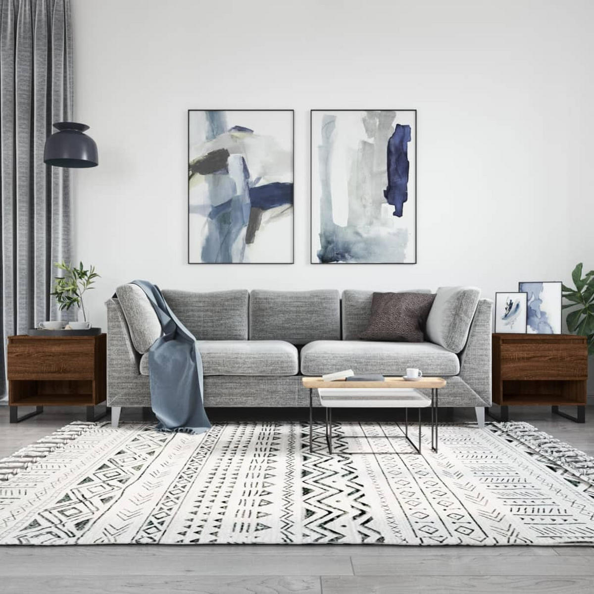 COUCHTISCHE 2 Stk. Braun Eichen-Optik 50x46x50 cm Holzwerkstoff - Braun, Holzwerkstoff (50/46/50cm) - furnicato