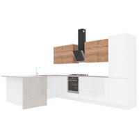 WINKELKÜCHE 360 × 240 × 150 cm Velora / Glanzia – KU-S58 – Artisan Eiche / Weiß - Weiß, Holzwerkstoff (360/212/58cm) - hi-markt