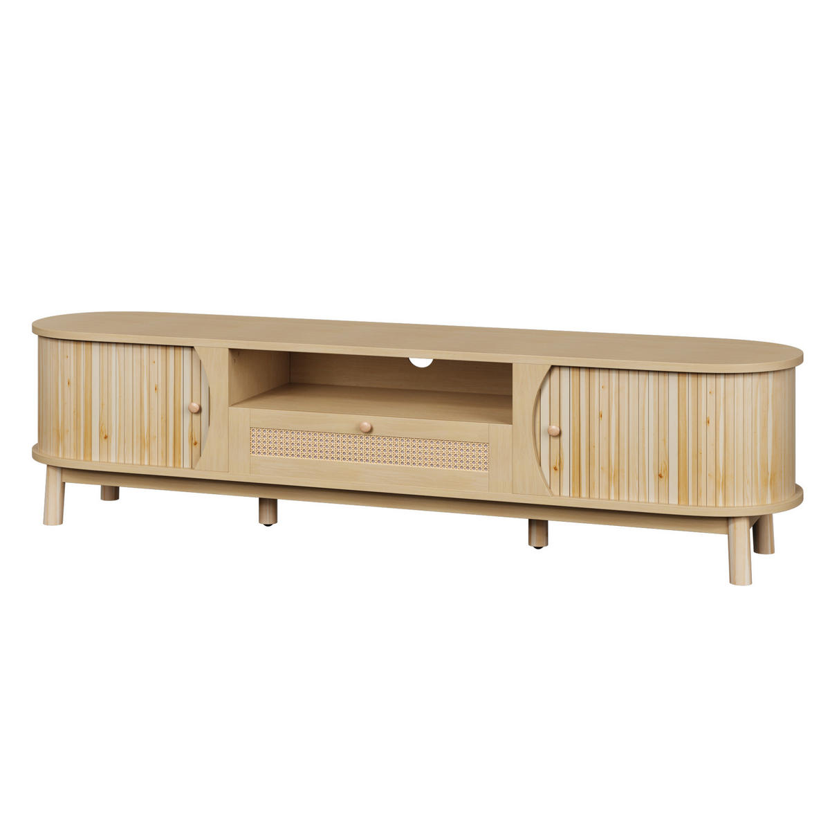 TV-SCHRANK mit Schiebetür und Schubladen 165 x 37 x 46 cm Natur - Hellbraun, Holzwerkstoff (37/46/165cm) - Beauniv