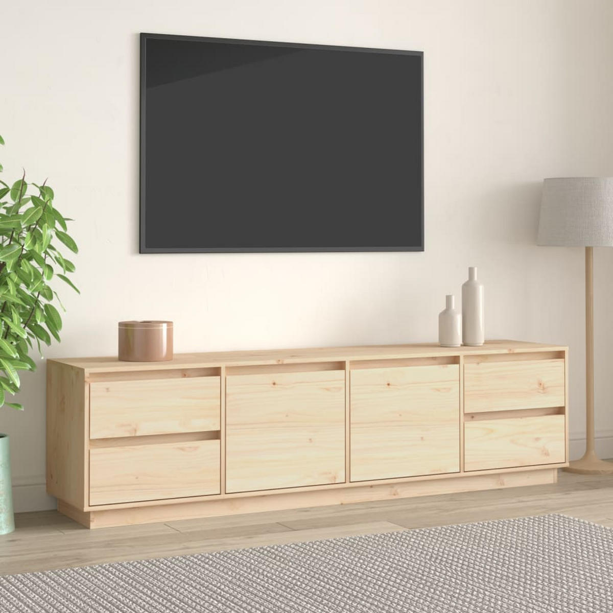TV-SCHRANK 176x37x47,5 cm Massivholz Kiefer - Braun, Holz (176/47.5/37cm) - furnicato