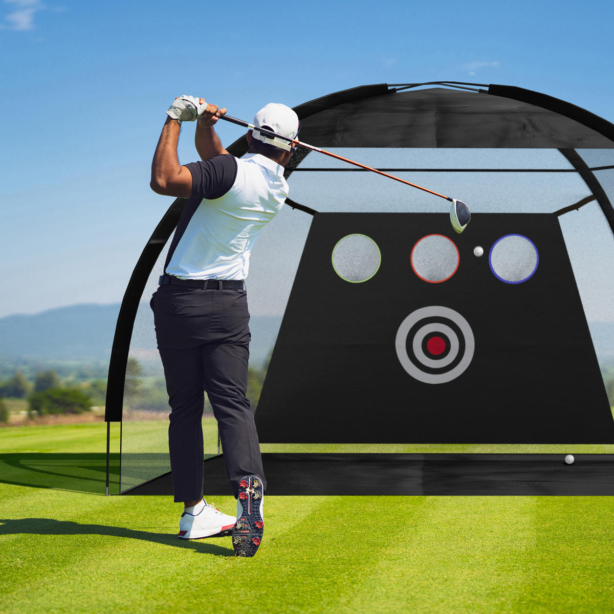 GOLF Übungsnetz - Schwarz, Kunststoff/Textil (300/170cm) - Relaxdays