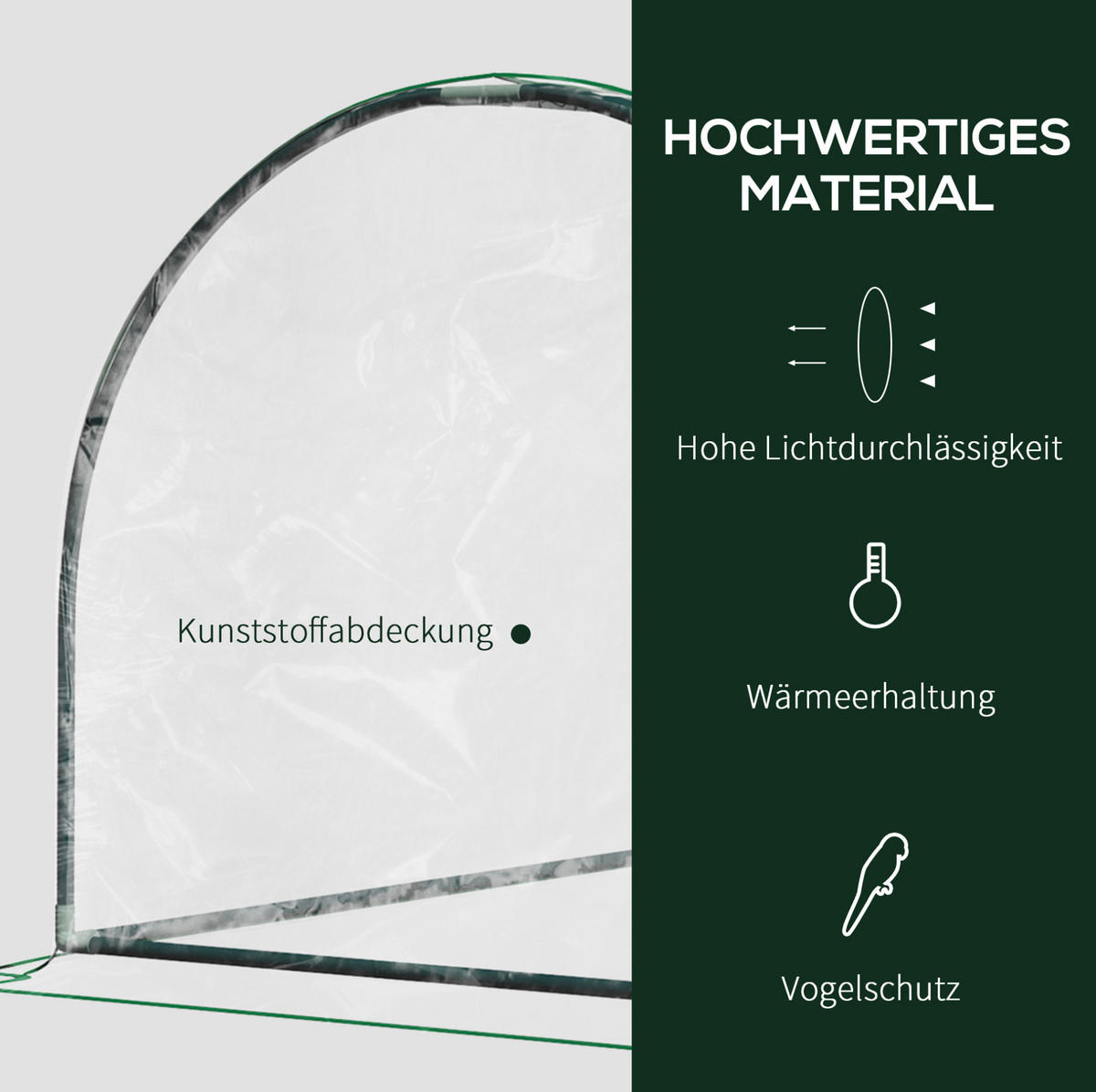 GEWÄCHSHAUS aus Kunststoff 200x100x80 cm in Grün mit Tür - Grün, Kunststoff (100/80/200cm) - Modfu