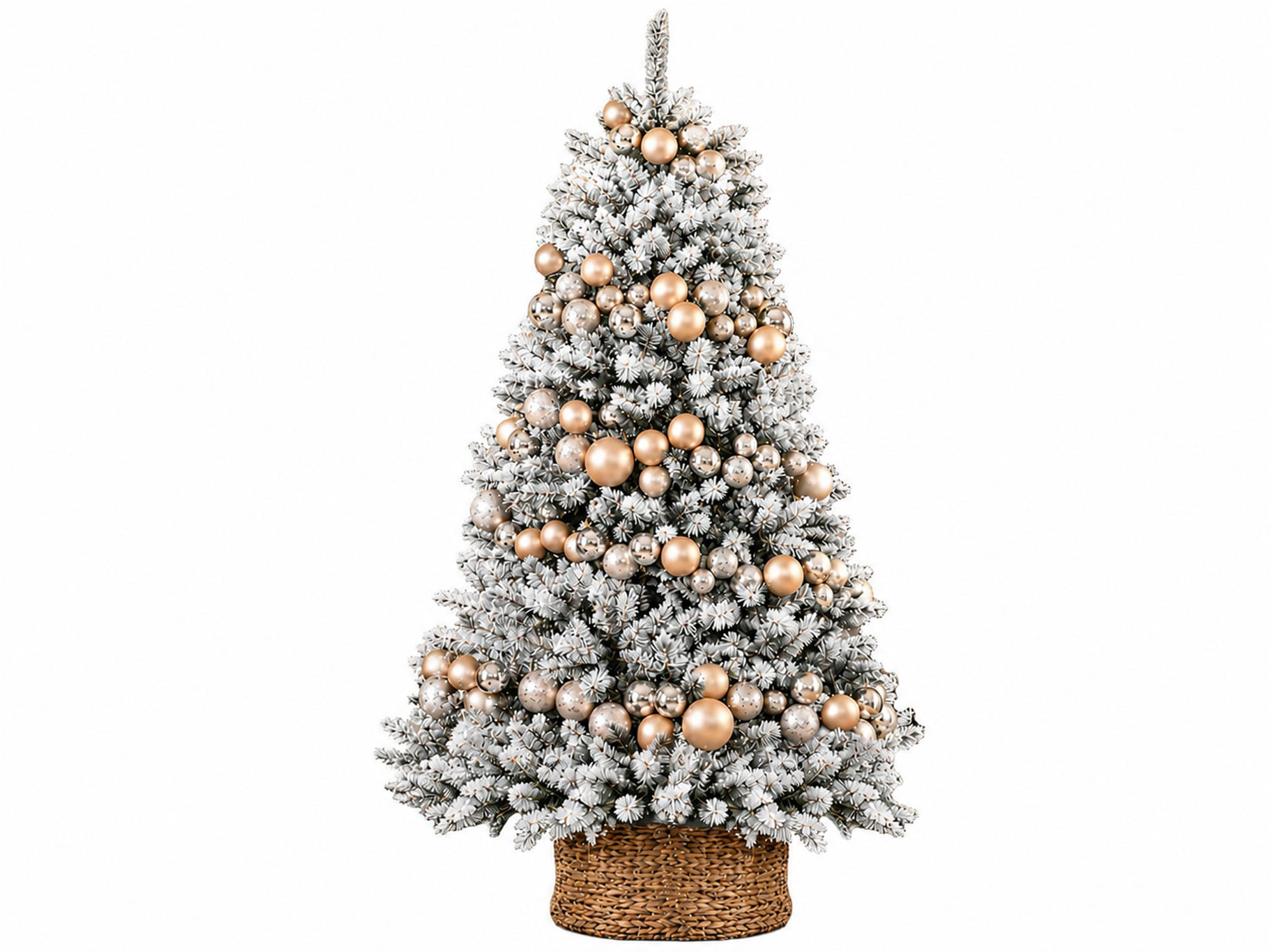 WEIHNACHTSBAUM künstlicher 150 cm – KÖNIGSCHAMPAGNE, geschmückt mit 240-teiligem Weihnachtsbaumschmuck, inkl. Ständer - Champagner/Silberfarben, Kunststoff/Metall (96/150cm) - LAALU