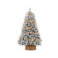 WEIHNACHTSBAUM künstlicher 210 cm – KÖNIGSCHAMPAGNE, geschmückt mit 240-teiligem Weihnachtsbaumschmuck, inkl. Ständer - Champagner/Silberfarben, Kunststoff/Metall (127/210cm) - LAALU