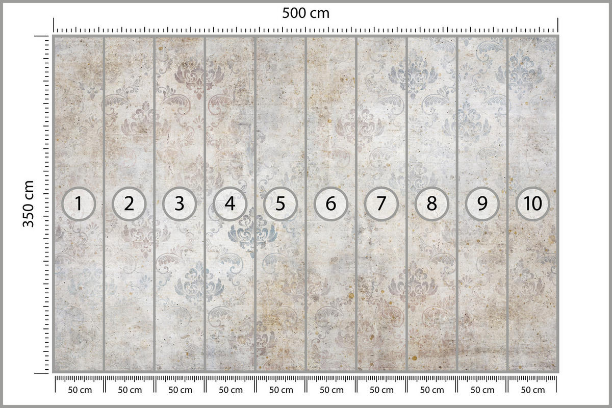 FOTOTAPETE für Schlafzimmer Vintage Ornamente Dekorativ 500x350 - Beige/Braun, Papier (500/350cm) - Muralo