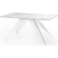 ESSTISCH Vance Weiß rechteckig ausziehbar, Grauer Beton 160-260/90/76 cm - Hellgrau/Weiß, Holzwerkstoff/Metall (160/90/76cm) - WFL GROUP