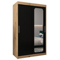 SCHWEBETÜRENSCHRANK 200/120/62 2-türig - Silberfarben/Schwarz, Holz/Kunststoff (120/200/62cm) - Abiks Möbel