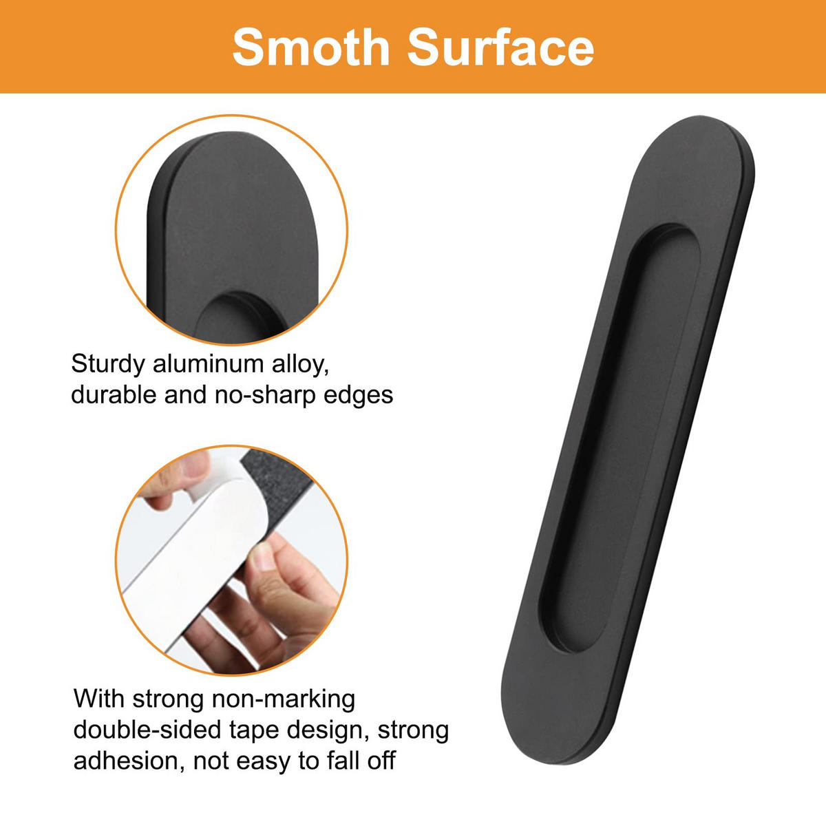 MÖBELGRIFF Schwarz 2er-Set 180 mm Aluminium Klebegriffe - Schwarz, Metall (0.01/0.4/1.8cm)