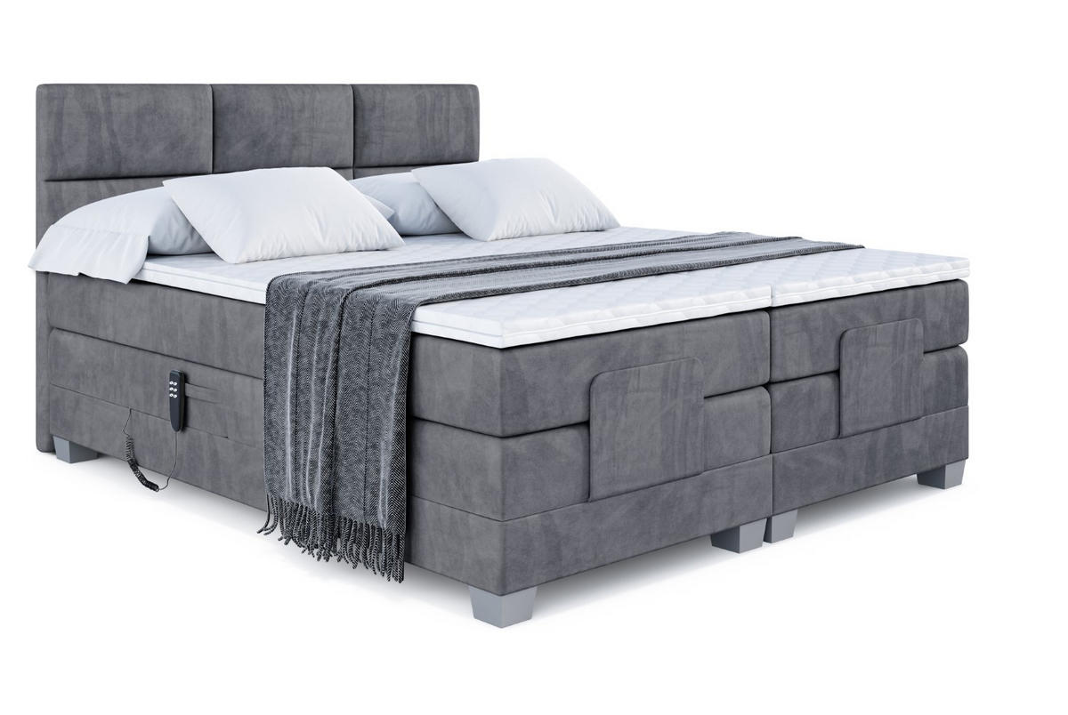 BOXSPRINGBETT elektrisch verstellbar mit 2 Matratzen H4/Taschenfederung PROT EL 200 x 200 Dunkelgrau - Dunkelgrau, Holzwerkstoff (207/200cm) - ALTDECOR