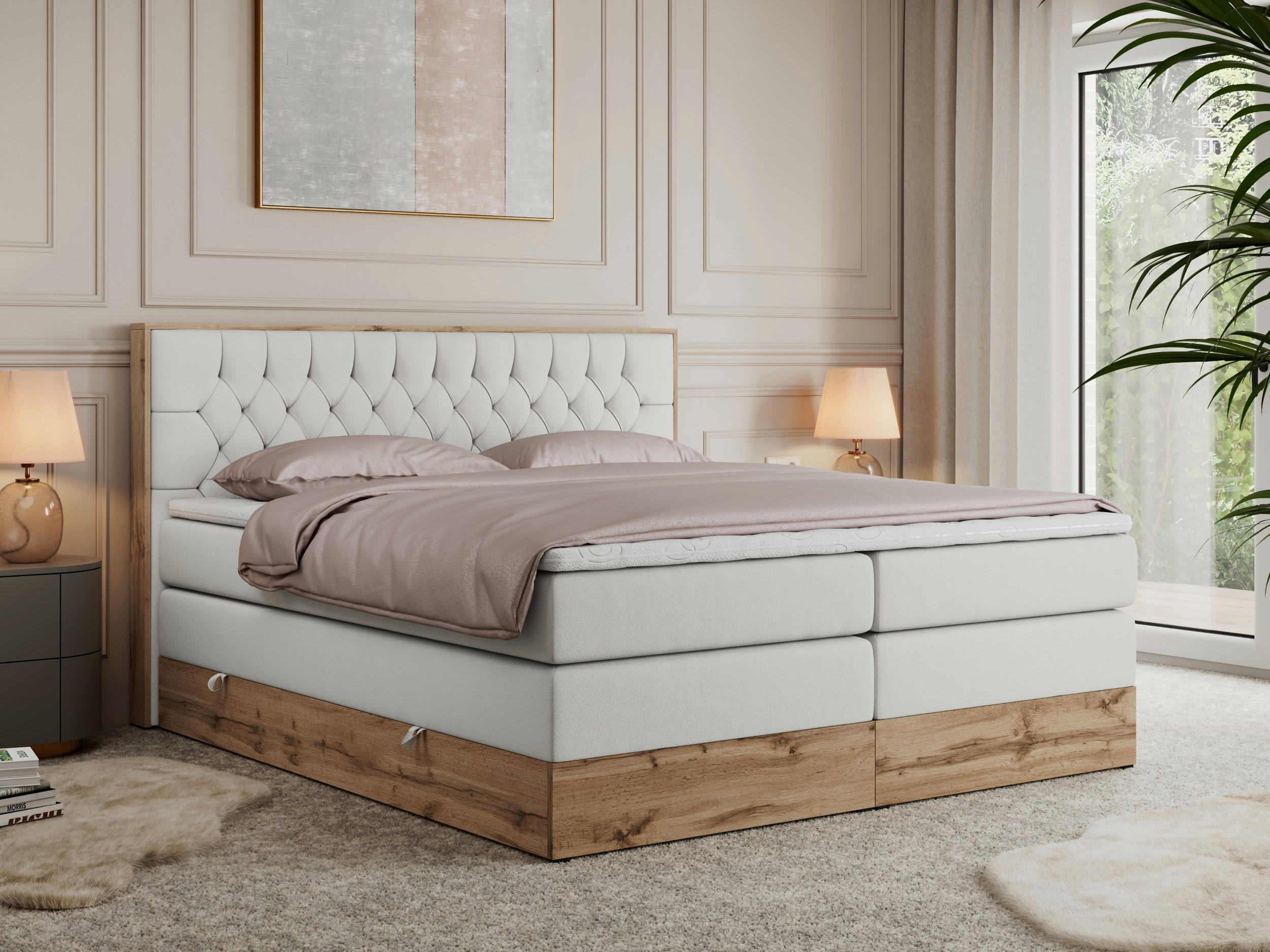 BOXSPRINGBETT AMORE KING 140/200 Weiß Kunstleder - H3 - Weiß, Holz/Textil (140/200cm) - MKS