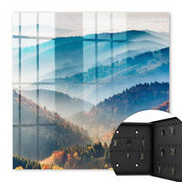 SCHLÜSSELBOX Schwarz 30x30 cm- Türöffnung nach rechts - Berglandschaft - Blau, Metall (30/30/5cm) - TULUP