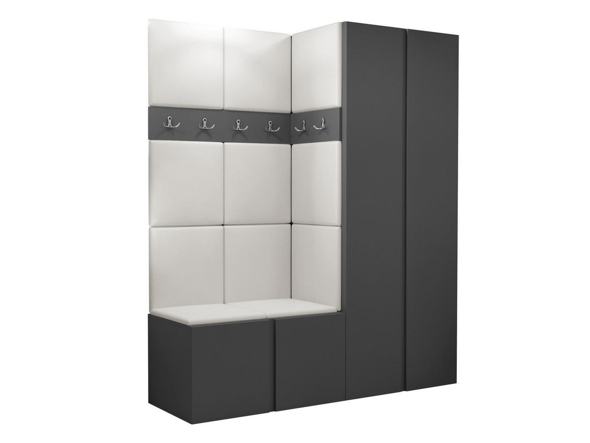 GARDEROBEN-SET Orion III - Graphitfarben/Weiß, Holzwerkstoff/Kunststoff (158/186/46cm) - MIRJAN24