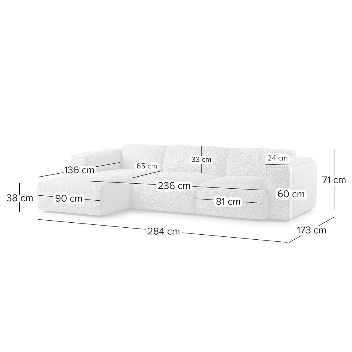 3-SITZER ECKSOFA mit Longchair - Schwarz/Grün, Kunststoff/Textil (284/173cm) - home24