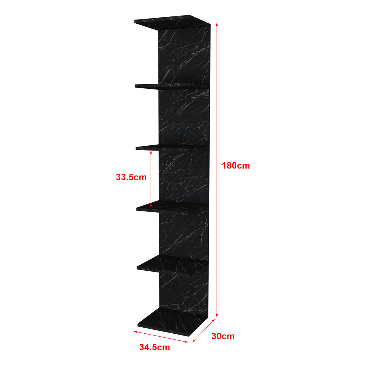 WANDREGAL Surahammar - Schwarz, Holzwerkstoff (34.5/180/30cm) - [en.casa]