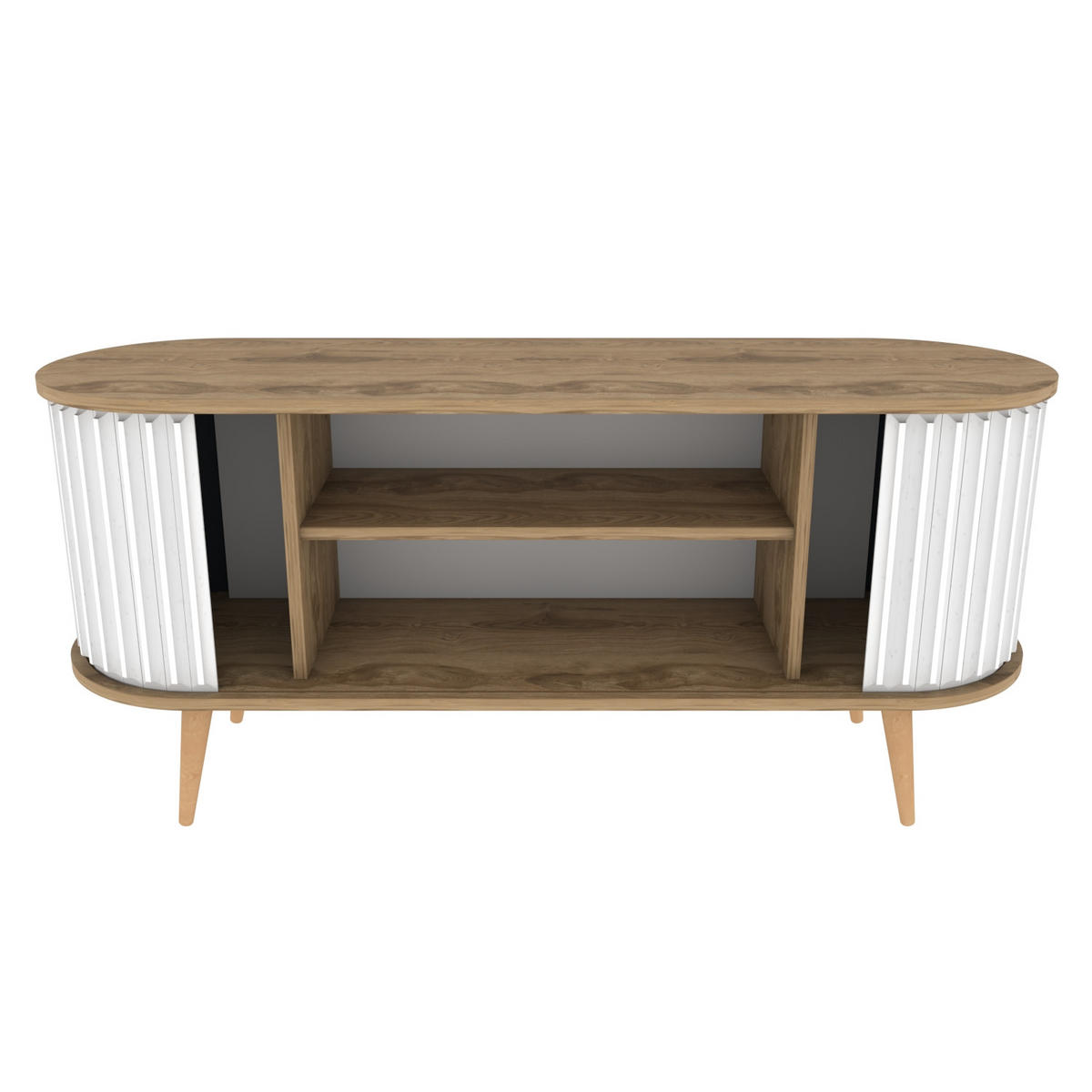TV-ELEMENT Stor Weiß Braun - Braun/Weiß, Holz/Holzwerkstoff (43/64/140cm) - Decorotika