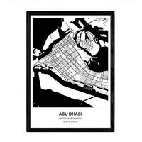 POSTER Karte Von Abu Dhabi - Vae A3 Schwarzer Rahmen - Schwarz, Papier (29.7/5/42cm) - Nacnic