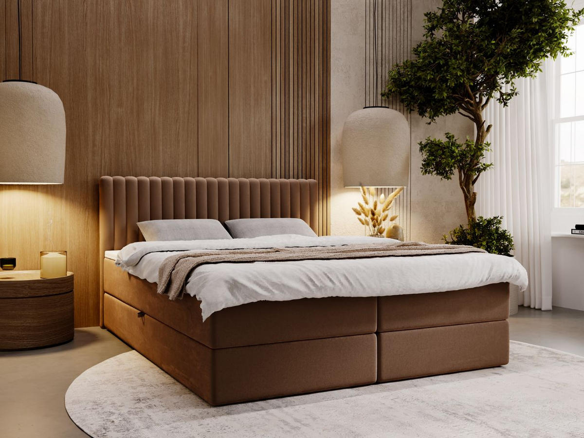 BOXBETT Marbella 200x200 Braun - Braun, Holz/Textil (200/200cm) - Graingold