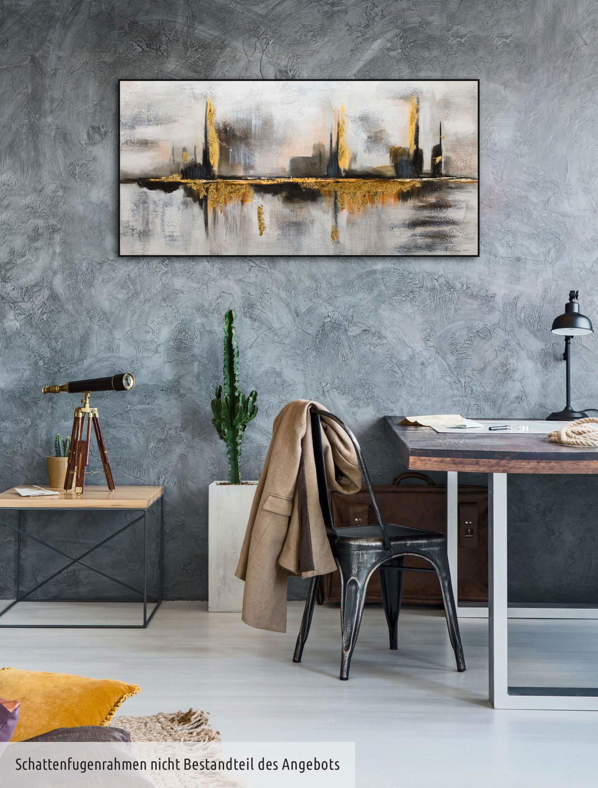 ÖLGEMÄLDE 120/60 cm - Goldfarben/Grau, Holz/Textil (120/60cm) - KUNSTLOFT