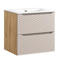 WASCHTISCHKOMBI 60cm 2 Teile - Ocean Beige O BM436 in Beige / Geölter Eiche - Beige, Holz/Keramik (60/57/46cm)