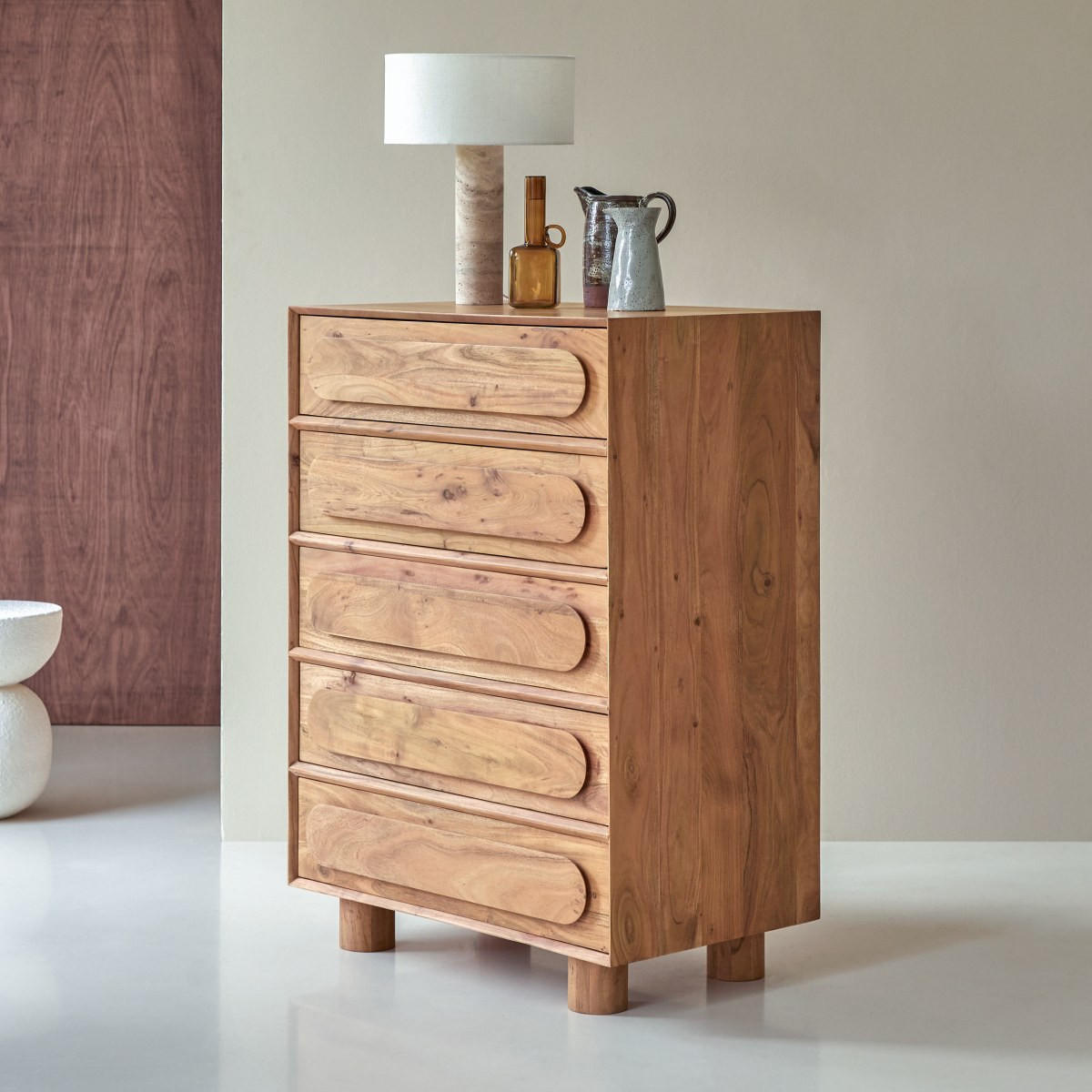 KOMMODE Olga Natur aus Akazie - Naturfarben, Holz (82/114/50cm) - Tikamoon