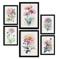 POSTER Set Mit 6 Rosen Vollfarbige Natur Und Botanikdrucke Mit Blumenmotiven Auf Reinweißen Hintergründen Innenarchitektur A3 & A4 Schwarzer Rahmen - Schwarz, Papier (29/3cm) - Nacnic