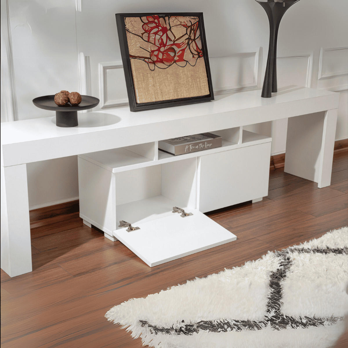 TV-MÖBEL mit 2 Klapptüren 180/31/50 cm - Weiß, Holzwerkstoff (31.3/50/180cm) - Calicosy