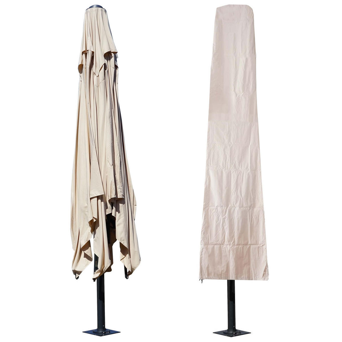 SCHIRMHÜLLE 370cm für-Marktschirm HxBxT 370x90x1cm creme mit Reißverschluss - Creme, Textil (90/370/1cm) - PROREGAL