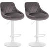 BARHOCKER 2er Set Samt grau - Weiß/Grau, Textil/Metall (46/83/49cm) - CLP