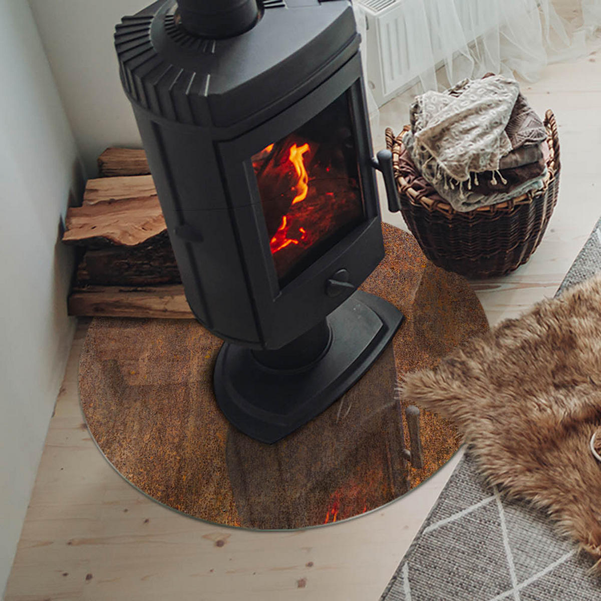 GLASPLATTE für Kamin Ø 70 cm Braun - Braun, Glas (70/70/0.4cm) - ArtPrintCave