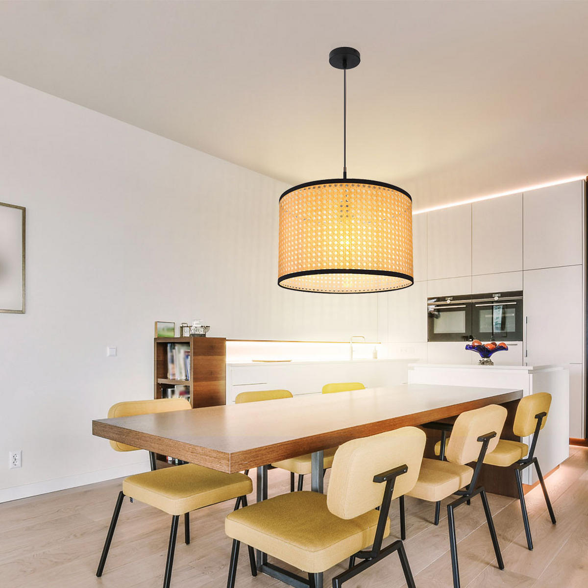 HÄNGELEUCHTE Bambus-Optik Braun Natur - Braun, Metall (45/45/140cm) - Globo Lighting