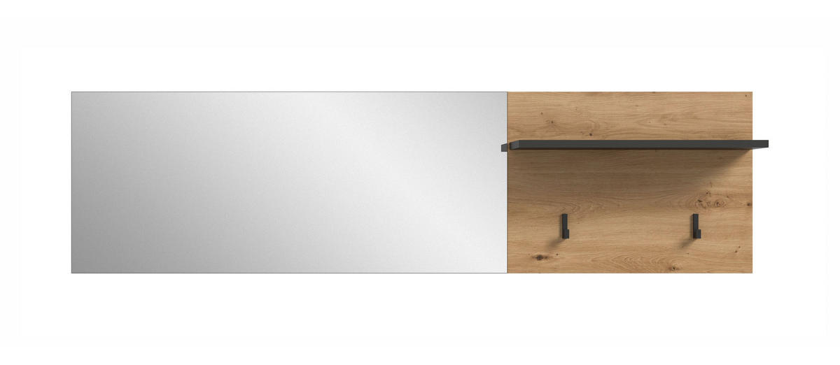 GARDEROBENPANEEL inkl. Spiegel CANU (B/H/T: ca. 150/40/22 cm) in Basalt grau/Artisan Nachbildung - Grau, Holzwerkstoff (150/40/22cm)