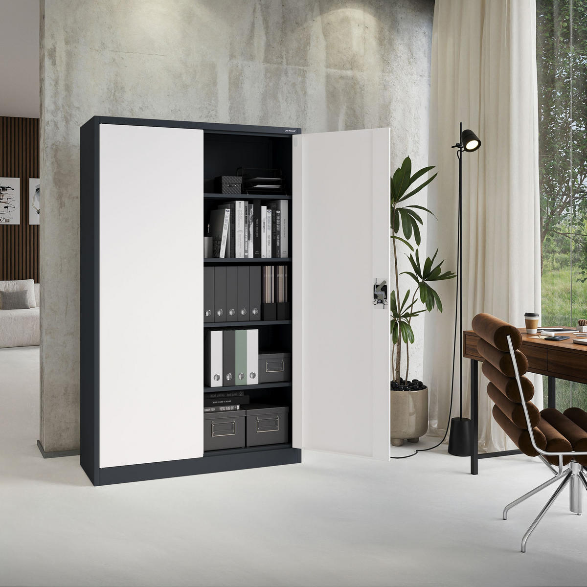 AKTENSCHRANK JAN II - Anthrazit/Weiß, Metall (115/185/40cm) - Jan Nowak