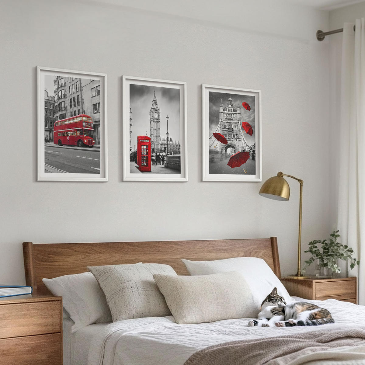 WANDBILDER 3er-Set - 40x60 cm Weißer Rahmen - Red Accents London - Weiß, Kunststoff (40/60cm) - ArtPrintCave