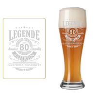 WEIZENBIERGLAS MIT GRAVUR Legende seit 80 Jahren transparent 0,5 l - Transparent, Glas (0.5L) - LUXENTU