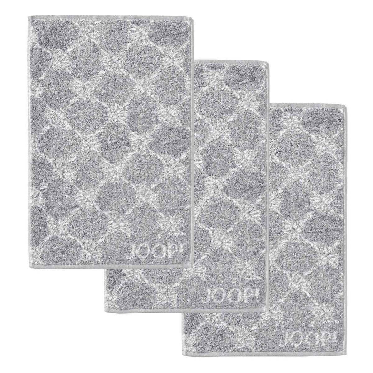 GÄSTETUCH Unisex Classic Frottier Grau 3er Pack Baumwolle - Grau, Textil (50/30cm) - Joop!