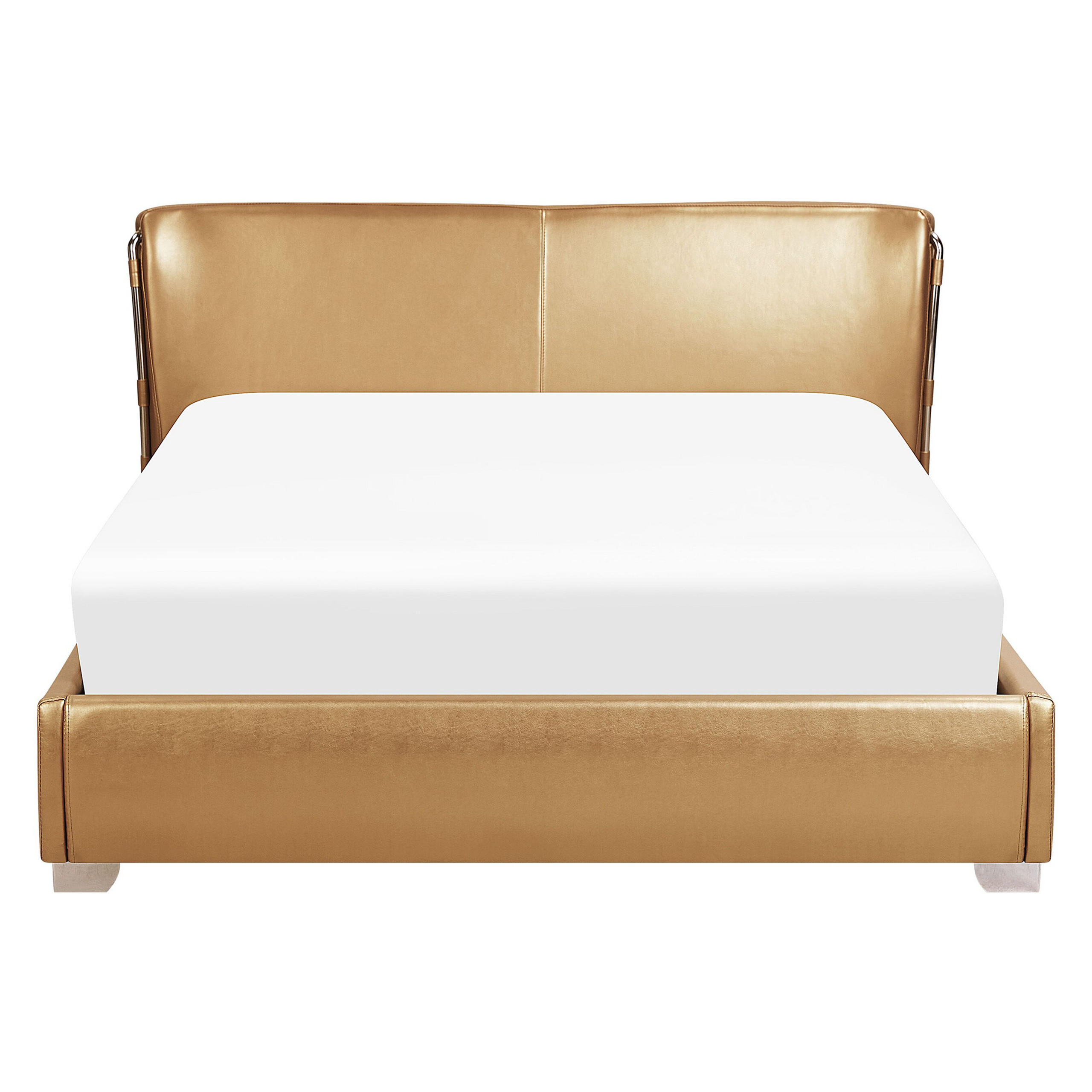 WASSERBETT 160/200cm Gold Paris - Goldfarben, Leder (160/200cm) - Beliani