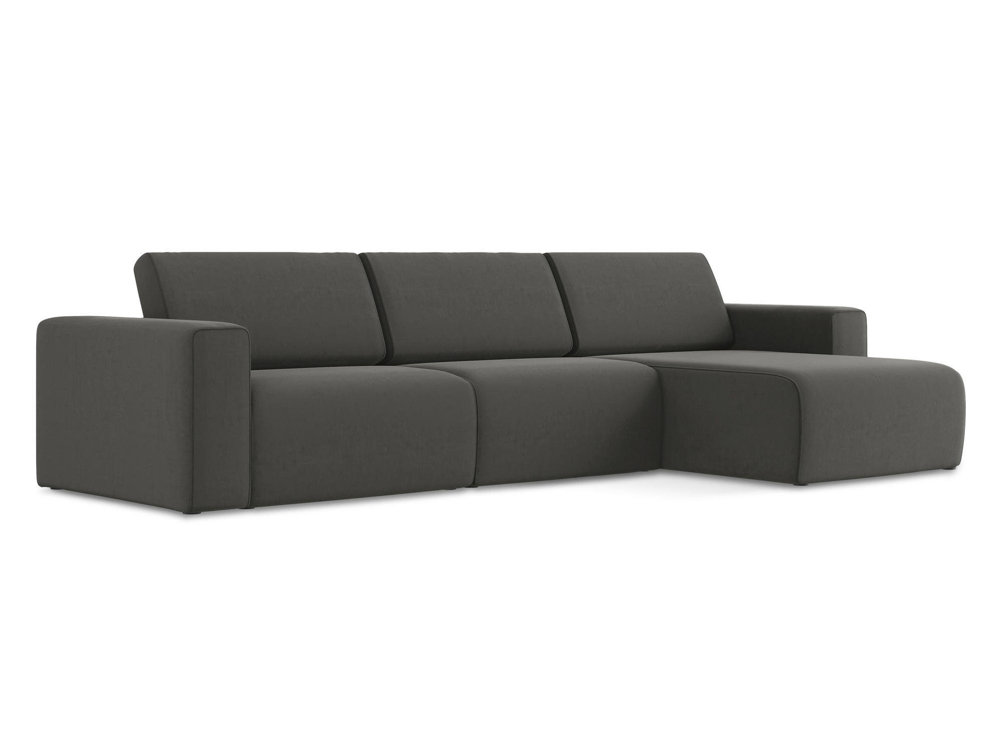 ECKSOFA Rechts Samt Stoff Grau - Dunkelgrau/Schwarz, Kunststoff/Textil (314/167cm) - Makamii